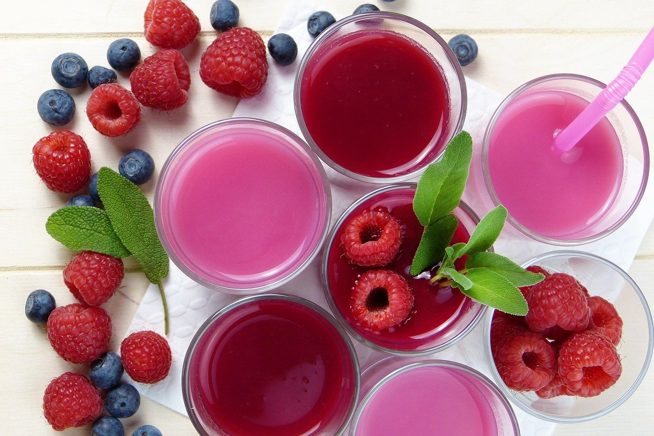 raspberry, blueberry, smoothies